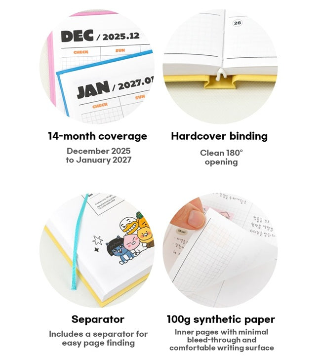 Kakao Friends 2026 Hardcover Monthly & Weekly Planner