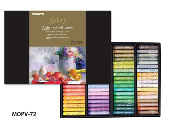 mungyo gallery artists soft oil pastel 72 color set, top view