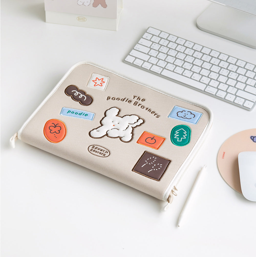 Brunch Brother 11 inch iPad Tablet Pouch Sleeve Case with Pen Holder 5 Pocket | Tablet Pouch | Tablet Sleeve Beige Color