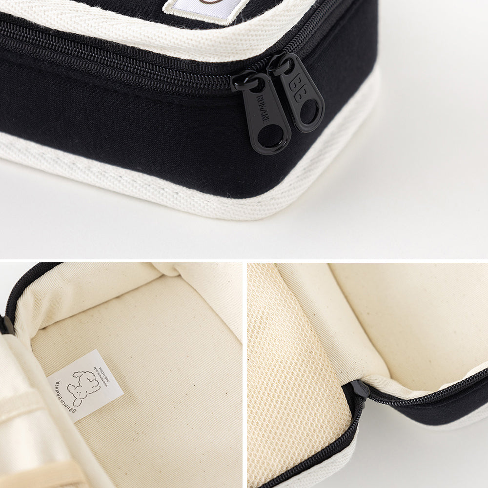 Brunch Brother Cute Poodle Large Pen Case with Zipper 3 Compartment | Pencil Case | Pencil Pouch | Pen Pouch