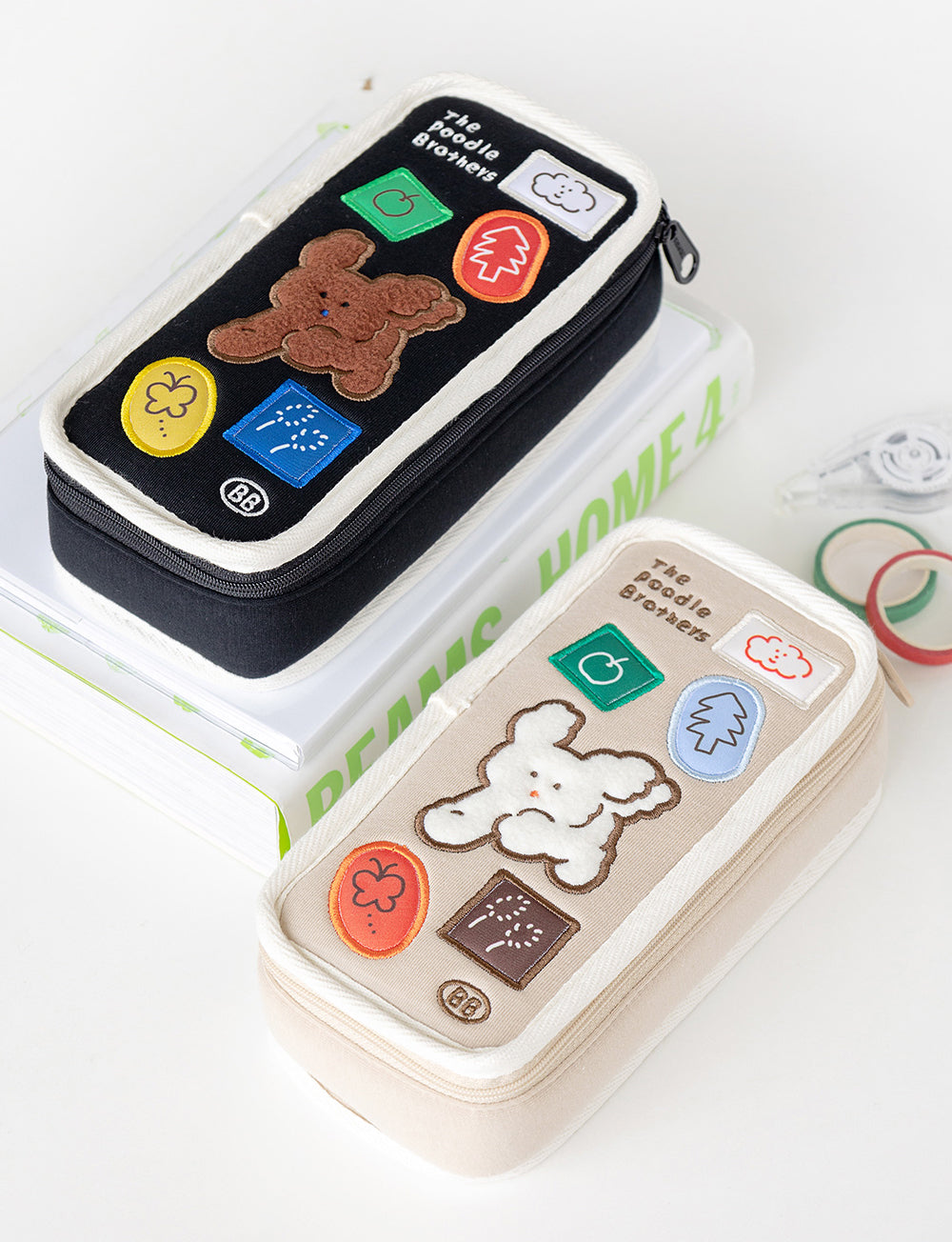 Brunch Brother Cute Poodle Large Pen Case with Zipper 3 Compartment | Pencil Case | Pencil Pouch | Pen Pouch