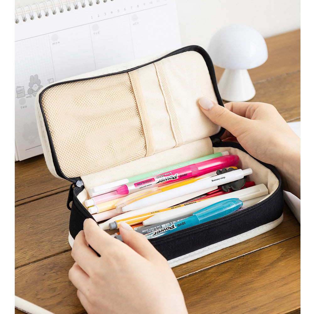 Brunch Brother Cute Poodle Large Pen Case with Zipper 3 Compartment | Pencil Case | Pencil Pouch | Pen Pouch