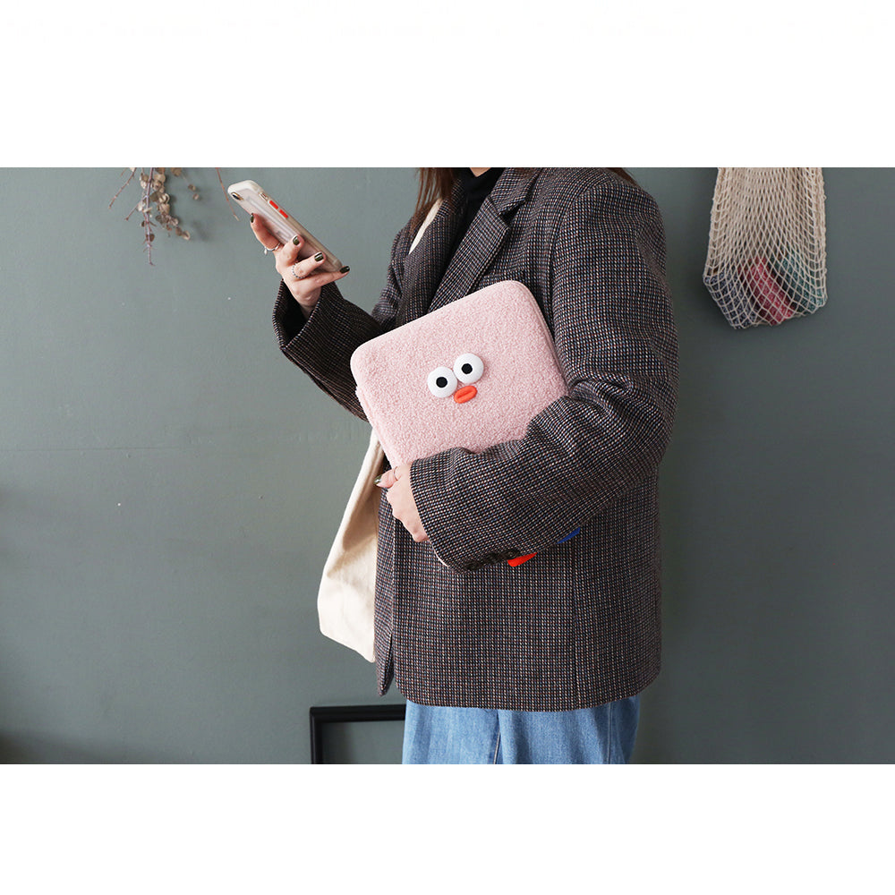 Brunch Brother PomPom Boucle Pouch for 11 inch iPad Tablet Laptop Soft Pouch Pink Color