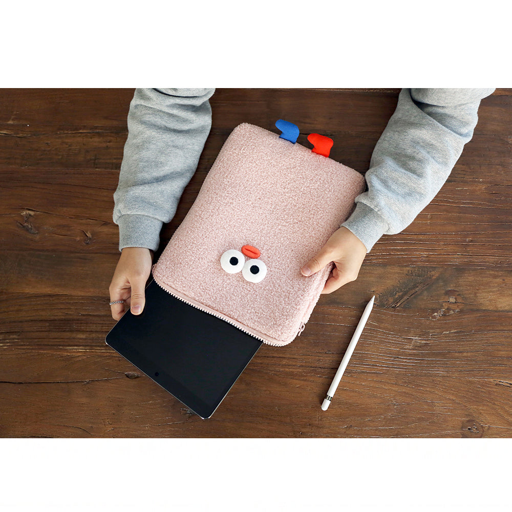 Brunch Brother PomPom Boucle Pouch for 11 inch iPad Tablet Laptop Soft Pouch Pink Color