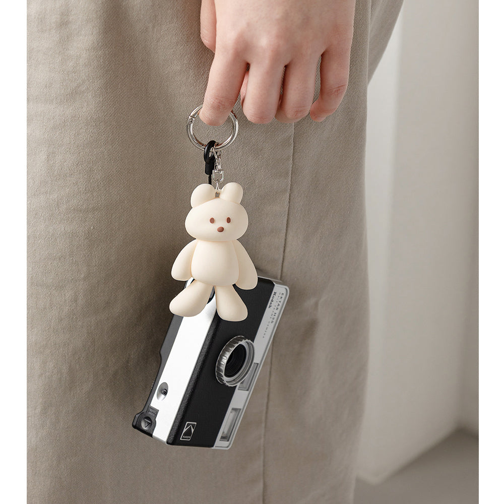 DONATDONAT Cozy Bear Silicone 3D Keyring Keychain Bag Pendant Gift - For Handbag, Purse, Backpack, Car Keys