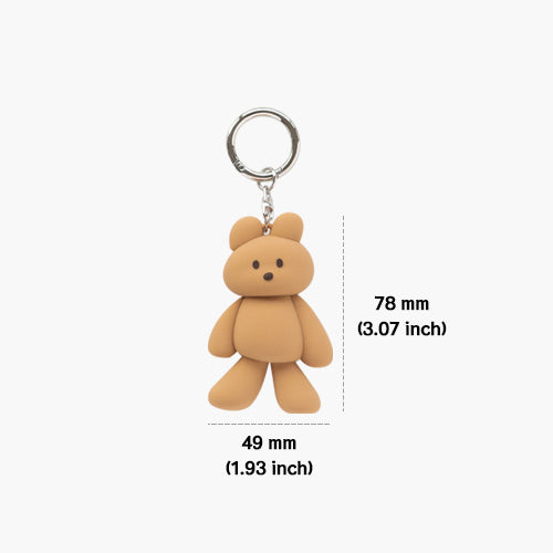 DONATDONAT Cozy Bear Silicone 3D Keyring Keychain Bag Pendant Gift - For Handbag, Purse, Backpack, Car Keys