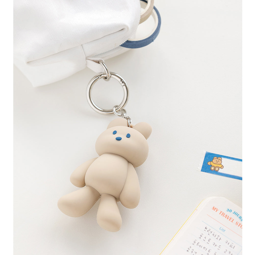 DONATDONAT Cozy Bear Silicone 3D Keyring Keychain Bag Pendant Gift - For Handbag, Purse, Backpack, Car Keys