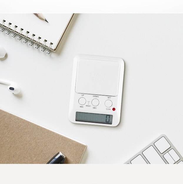 DRETEC T-580 Timer Watch Stopwatch LED Alarm Portable Clock Study Cook White Color