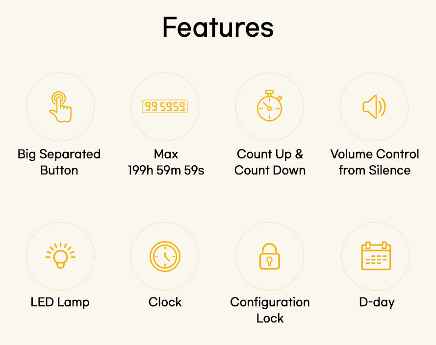 DRETEC T-580 Timer Watch Stopwatch LED Alarm Portable Clock Study Cook Features