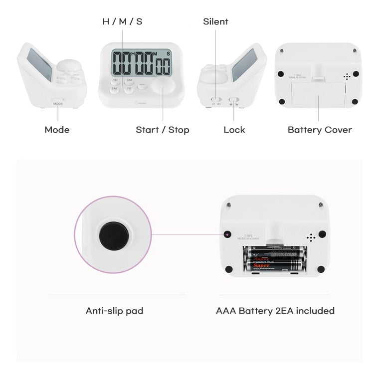 DRETEC T-606 Timer Watch Stopwatch LED Alarm Sound Portable Clock Study
