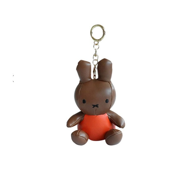 Miffy Brown Leather Plush Keychain Keyring (12cm) | Bag Pendant | Korean High-quality Keychain