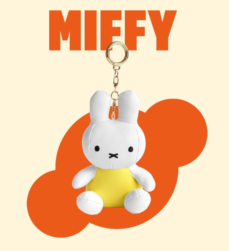 Miffy Yellow Leather Plush Keychain Keyring (12cm) | Bag Pendant | Korean High-quality Keychain
