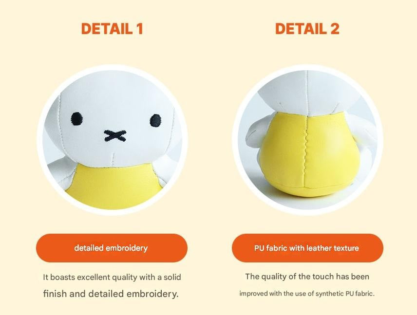 Miffy Yellow Leather Plush Keychain Keyring (12cm) | Bag Pendant | Korean High-quality Keychain