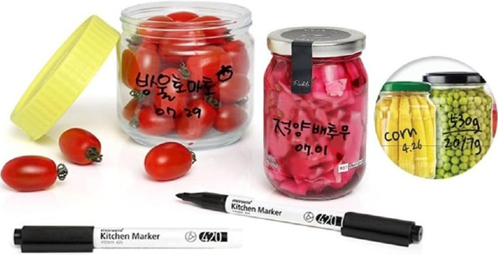 Monami Kitchen Marker 420 Black 12pcs Erasable with Dishwashing Liquid