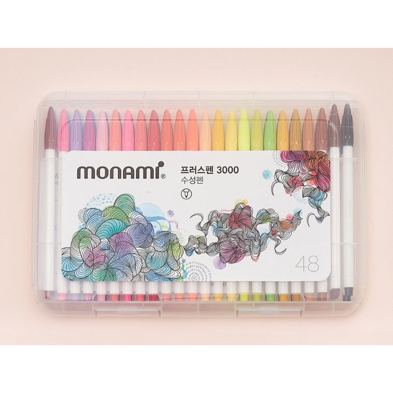 Monami Plus Pen 3000 48 Assorted Color Office Sign Pen Felt Tip Water Based Ink Color Pen