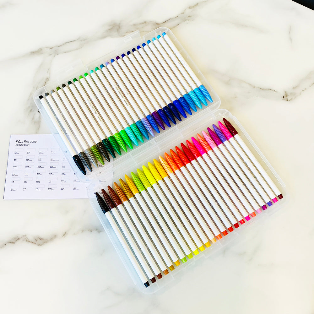 Monami Plus Pen 3000 48 Assorted Color Office Sign Pen Felt Tip Water Based Ink Color Pen