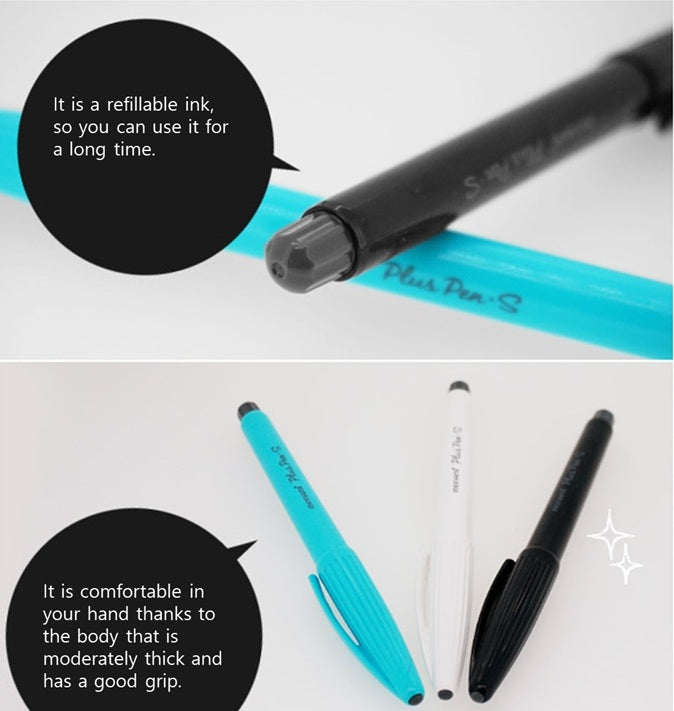 Monami Plus Pen S Mint Body - Black Ink - Pack of 12 Pen