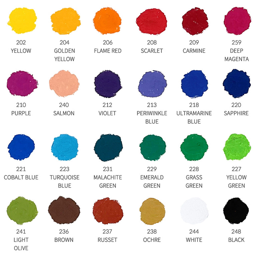 mungyo gallery artists soft oil pastel 24 color set, color chart