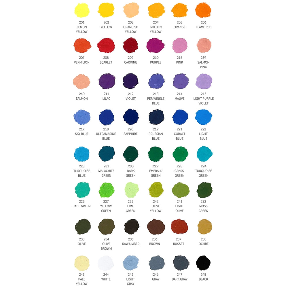 mungyo gallery artists soft oil pastel 48 color set, color chart
