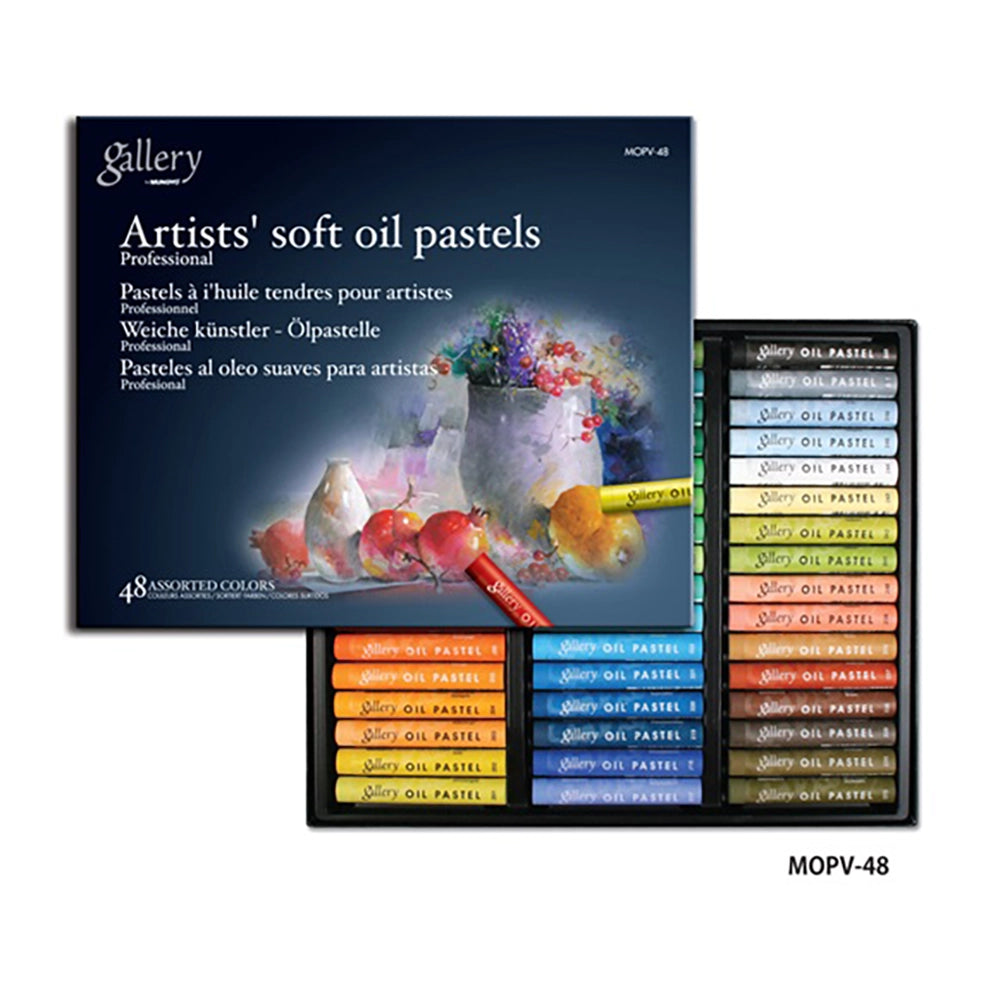 mungyo gallery artists soft oil pastel 48 color set, top view