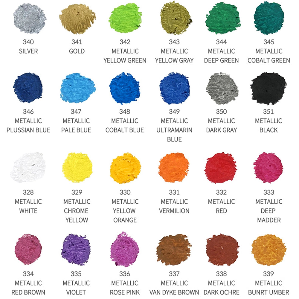 mungyo gallery artists soft oil pastel metallic 24 color set, color chart