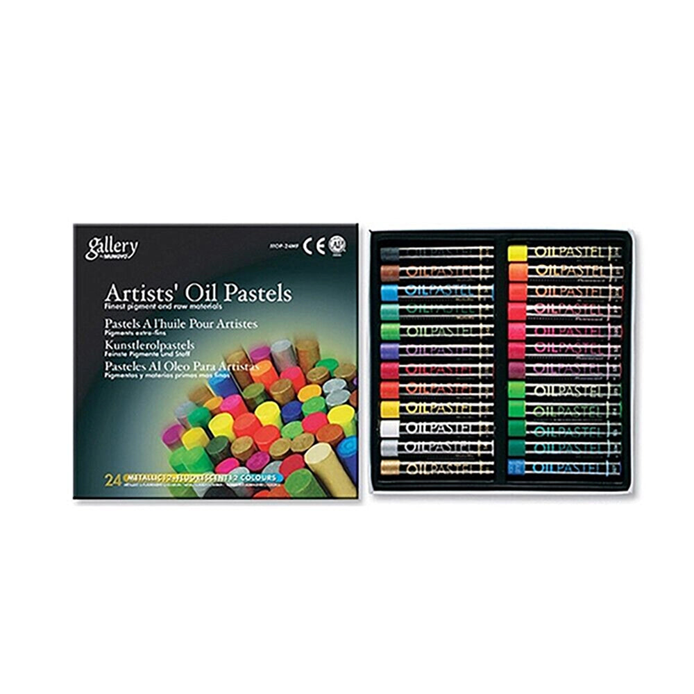 mungyo gallery artists soft oil pastel metallic and fluorescent 24 color set