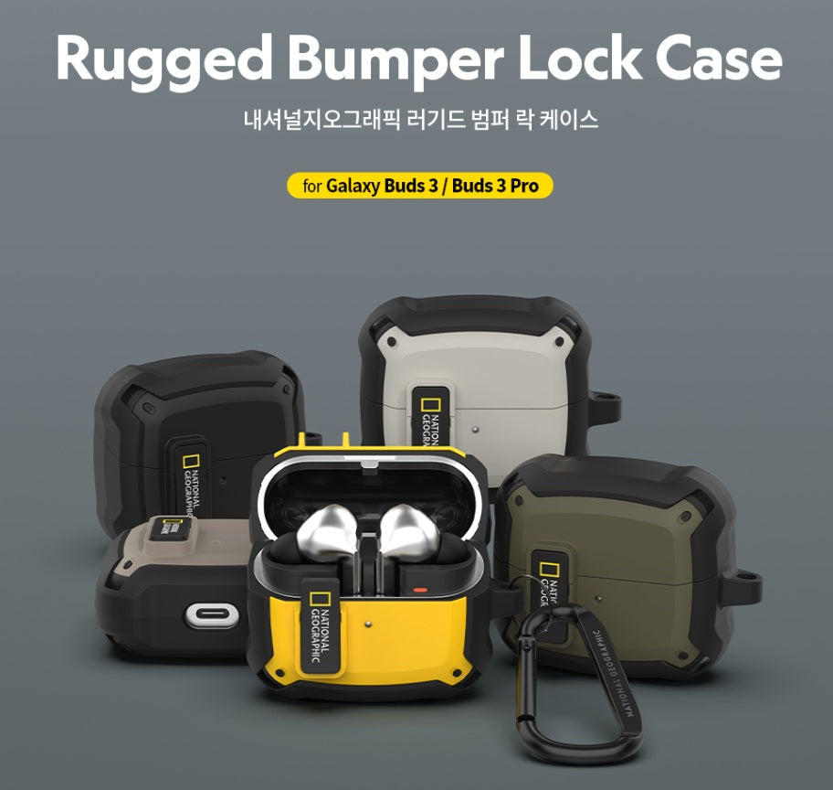 National Geographic Galaxy Buds3/Buds3 Pro Rugged Bumper Lock Case