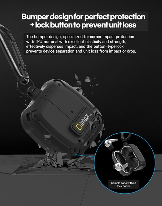 National Geographic Galaxy Buds3/Buds3 Pro Rugged Bumper Lock Case