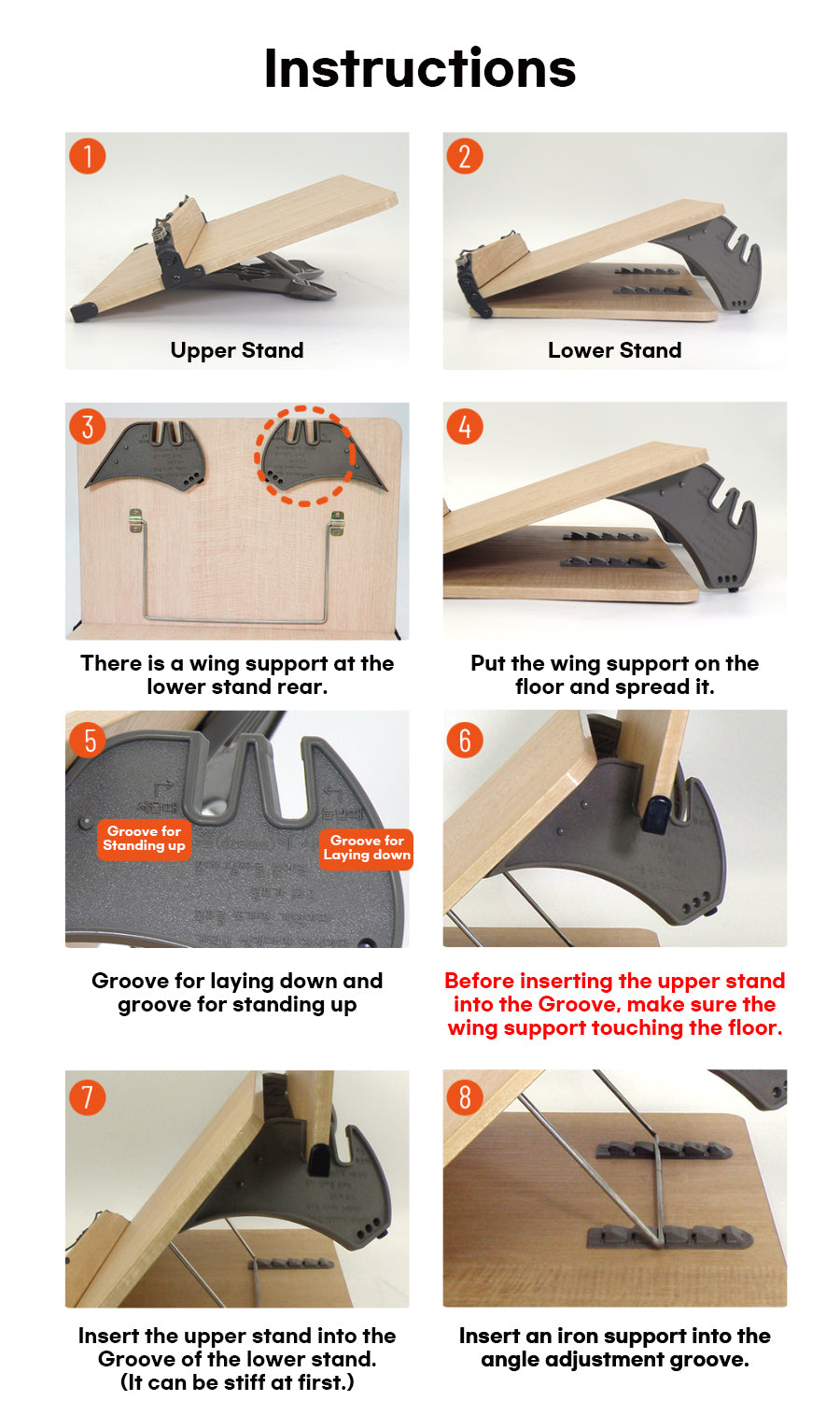 NICE 204D Book Stand 2 Tier Wood Reading Holder Desk Bookstand Bible Cookbook Instructions