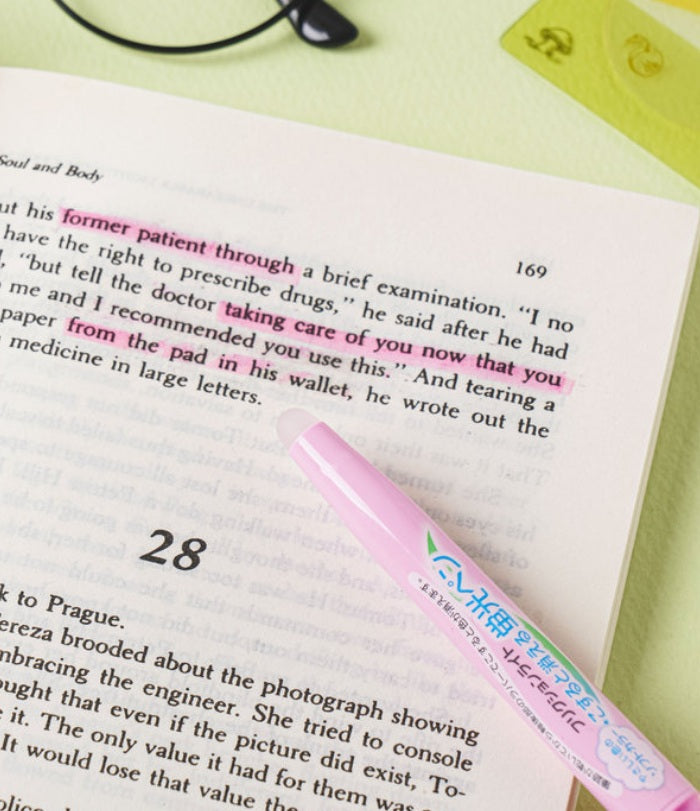 Pilot FriXion Light Soft Erasable Highlighter 3 Color Set has a special rubber end to rub the thermo sensitive ink away