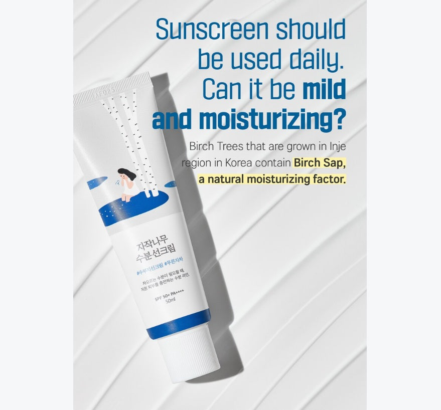Sunscreen should be used daily. Can it be mild and moisturizing? Birch Trees that are grown in Inje region in Korean contain Birch Sap, a natural moisturizing factor.