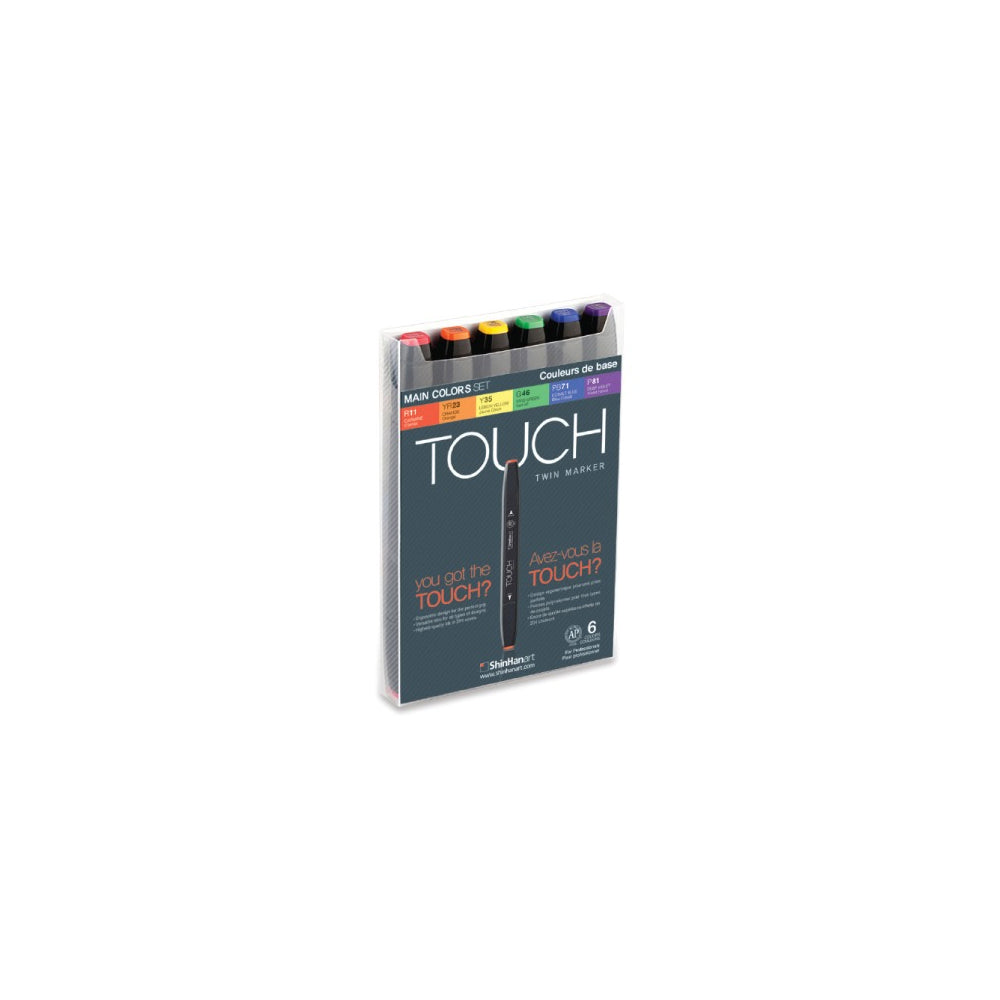 shinhan touch twin tip marker set 6 main colors