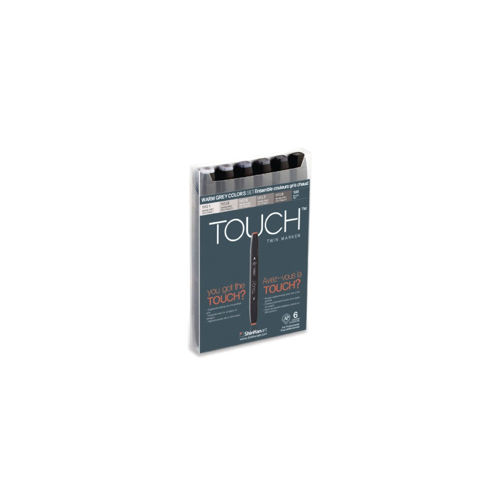 shinhan touch twin tip marker set 6 warm grey