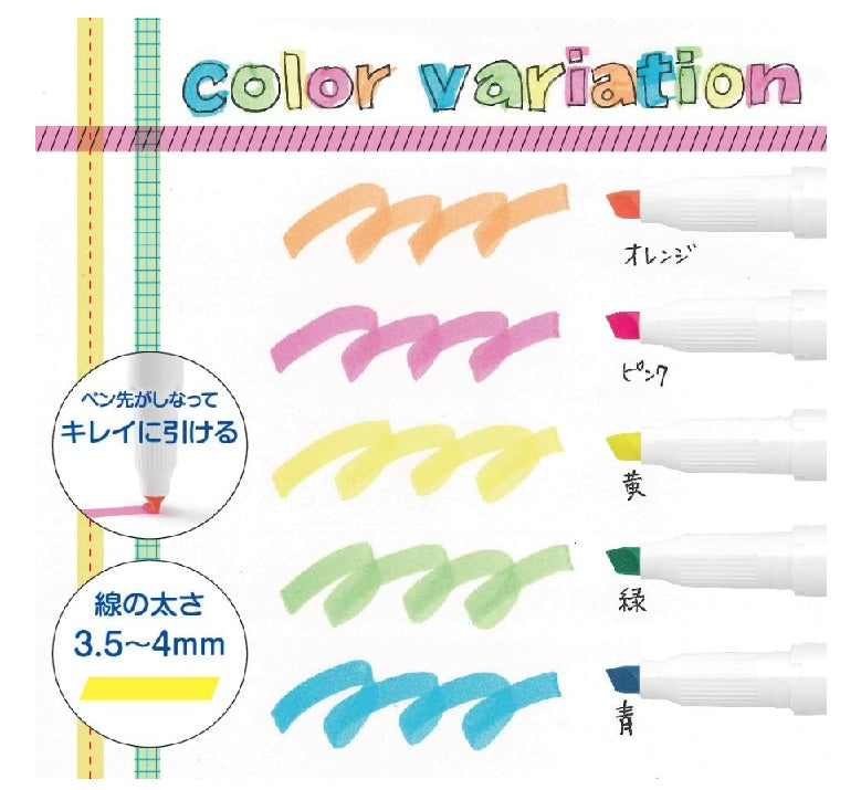 Zebra Highlighters Just Fit Mojiniline WKS22-5C, No bleed 5-color set