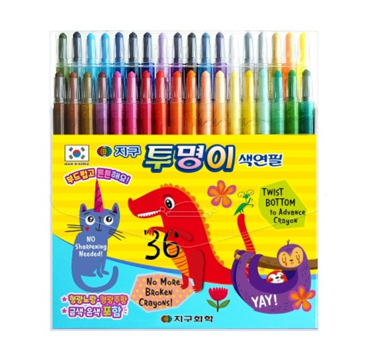 GLOBE CHEMICAL 36 Colors-in-Motion Crayons Made in Korea