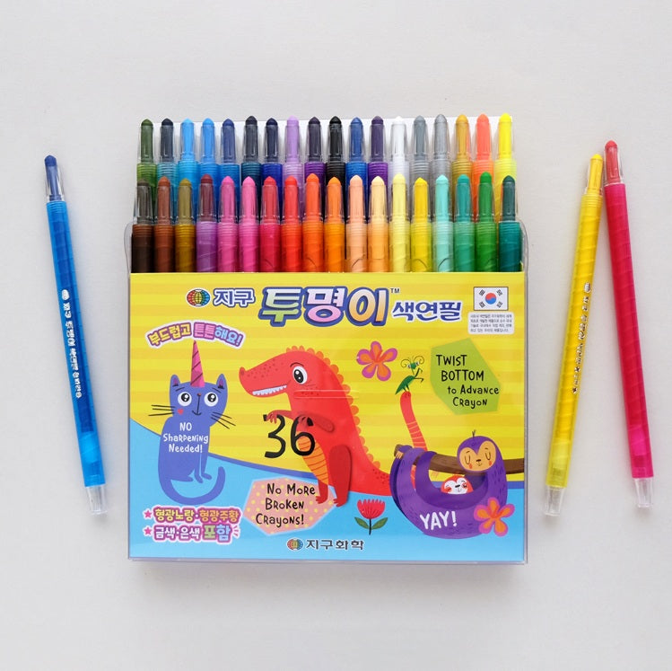 GLOBE CHEMICAL 36 Colors-in-Motion Crayons Made in Korea