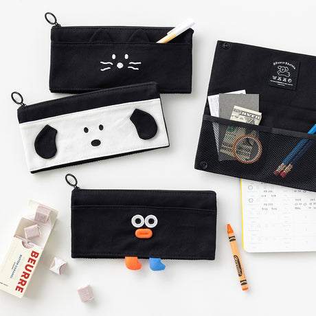 Brunch Brother Foldable Pen Case Pencil Case Pouch Zipper Mesh Pocket | Pen Pouch | Kitty | Doochi | Pompom