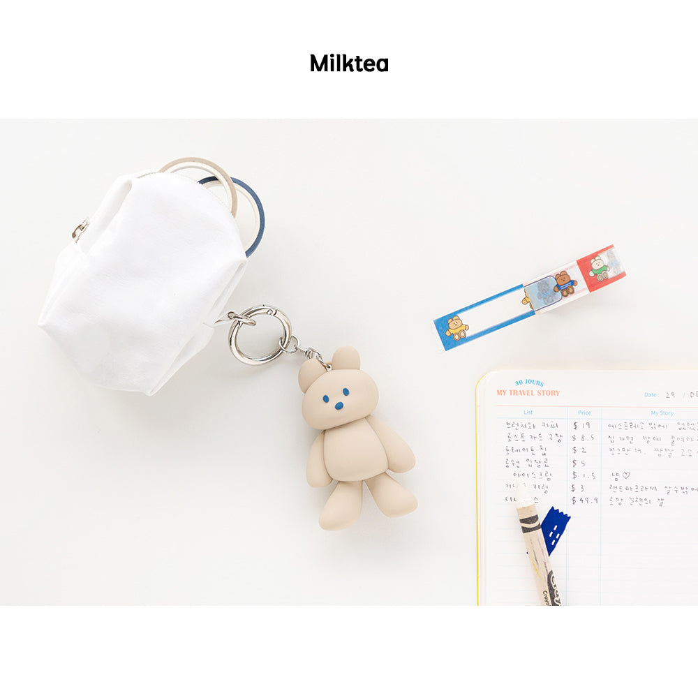 DONATDONAT Cozy Bear Silicone 3D Keyring Keychain Bag Pendant Gift - For Handbag, Purse, Backpack, Car Keys