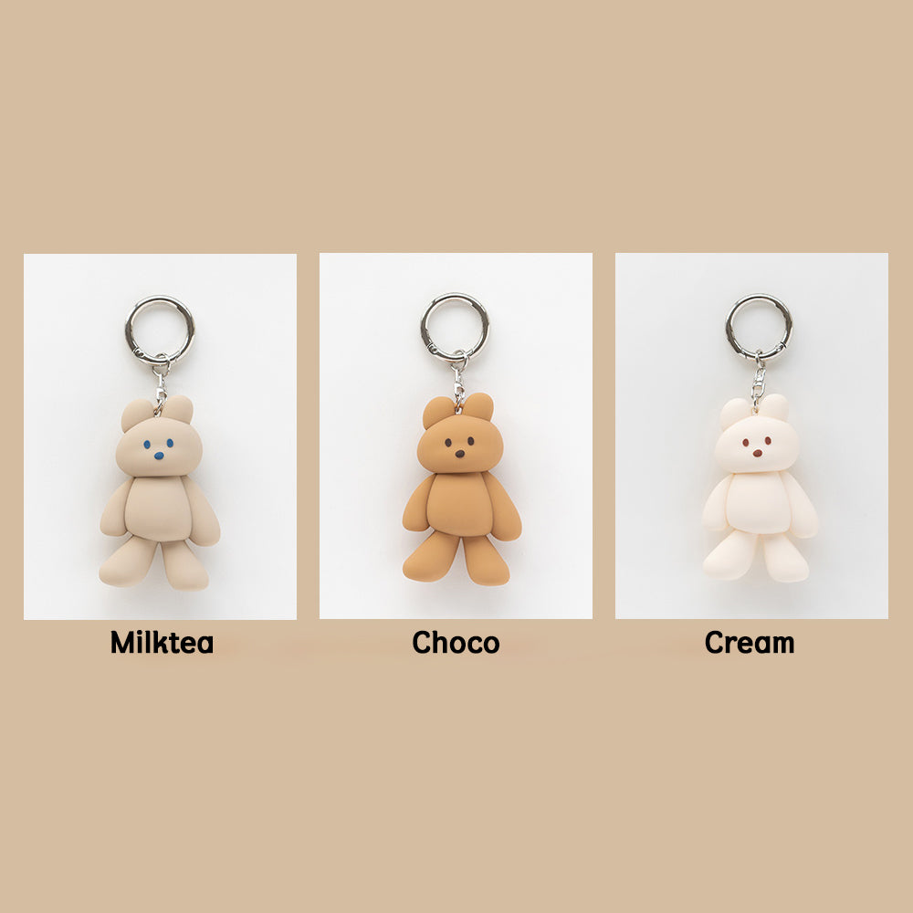 DONATDONAT Cozy Bear Silicone 3D Keyring Keychain Bag Pendant Gift - For Handbag, Purse, Backpack, Car Keys