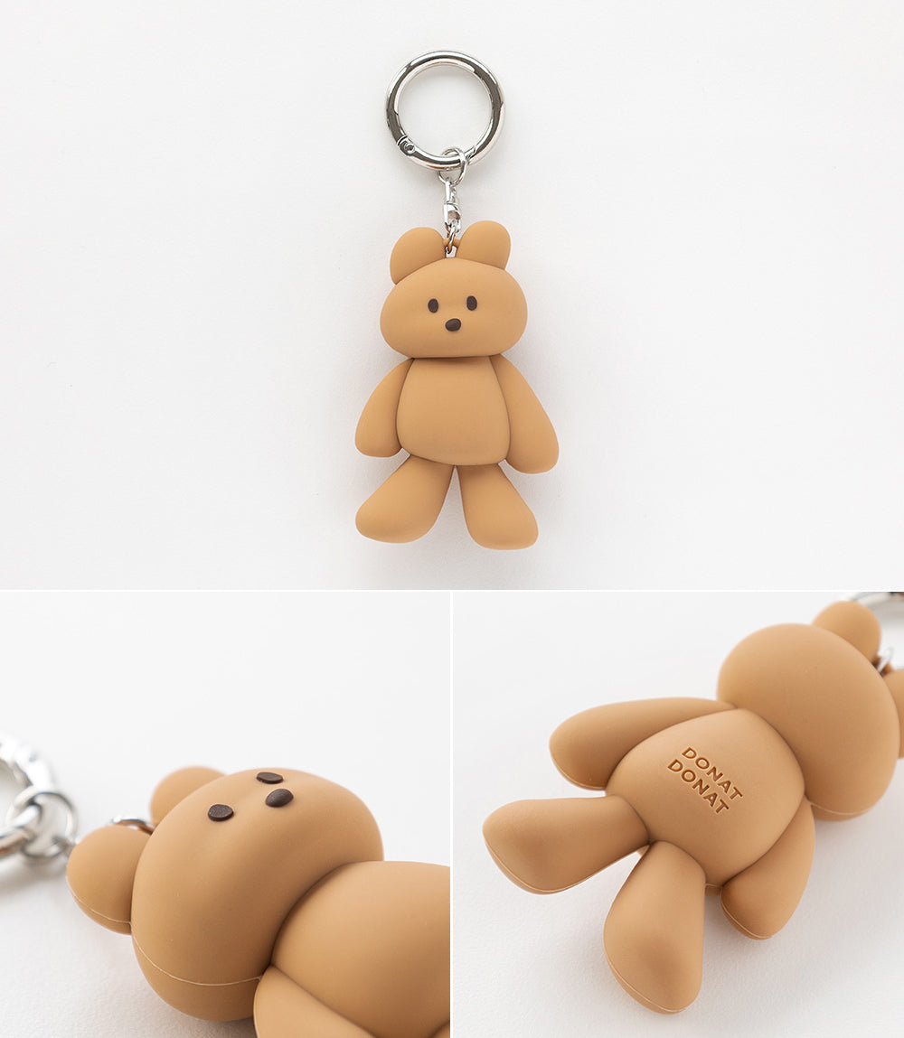 DONATDONAT Cozy Bear Silicone 3D Keyring Keychain Bag Pendant Gift - For Handbag, Purse, Backpack, Car Keys