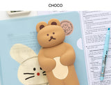 DONATDONAT Cute Bear Soft Silicone Pencil Case with Zipper Light Washable | Pencil Pouch | Pen Pouch | Pen Case