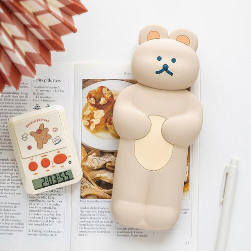 DONATDONAT Cute Bear Soft Silicone Pencil Case with Zipper Light Washable | Pencil Pouch | Pen Pouch | Pen Case