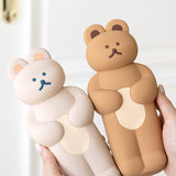DONATDONAT Cute Bear Soft Silicone Pencil Case with Zipper Light Washable | Pencil Pouch | Pen Pouch | Pen Case