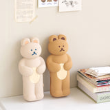 DONATDONAT Cute Bear Soft Silicone Pencil Case with Zipper Light Washable | Pencil Pouch | Pen Pouch | Pen Case