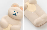 DONATDONAT Cute Bear Soft Silicone Pencil Case with Zipper Light Washable | Pencil Pouch | Pen Pouch | Pen Case