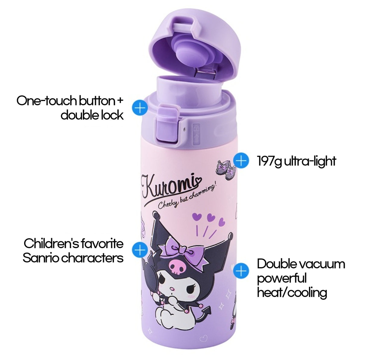 LocknLock New School Fit Sanrio Characters One-Touch Tumbler. Kuromi.