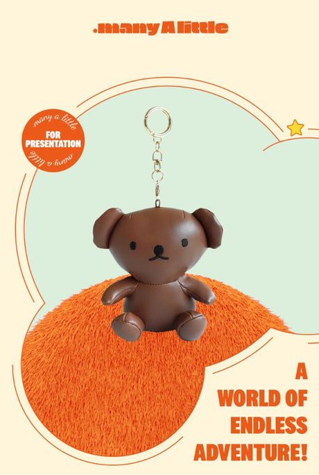 Miffy Boris Brown Leather Plush Keychain Keyring (12cm) | Bag Pendant | Korean High-quality Keychain