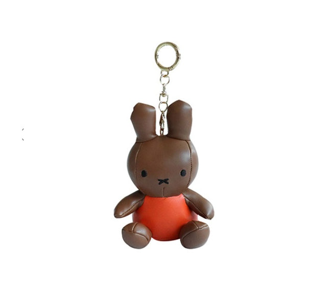 Miffy Brown Leather Plush Keychain Keyring (12cm) | Bag Pendant | Korean High-quality Keychain