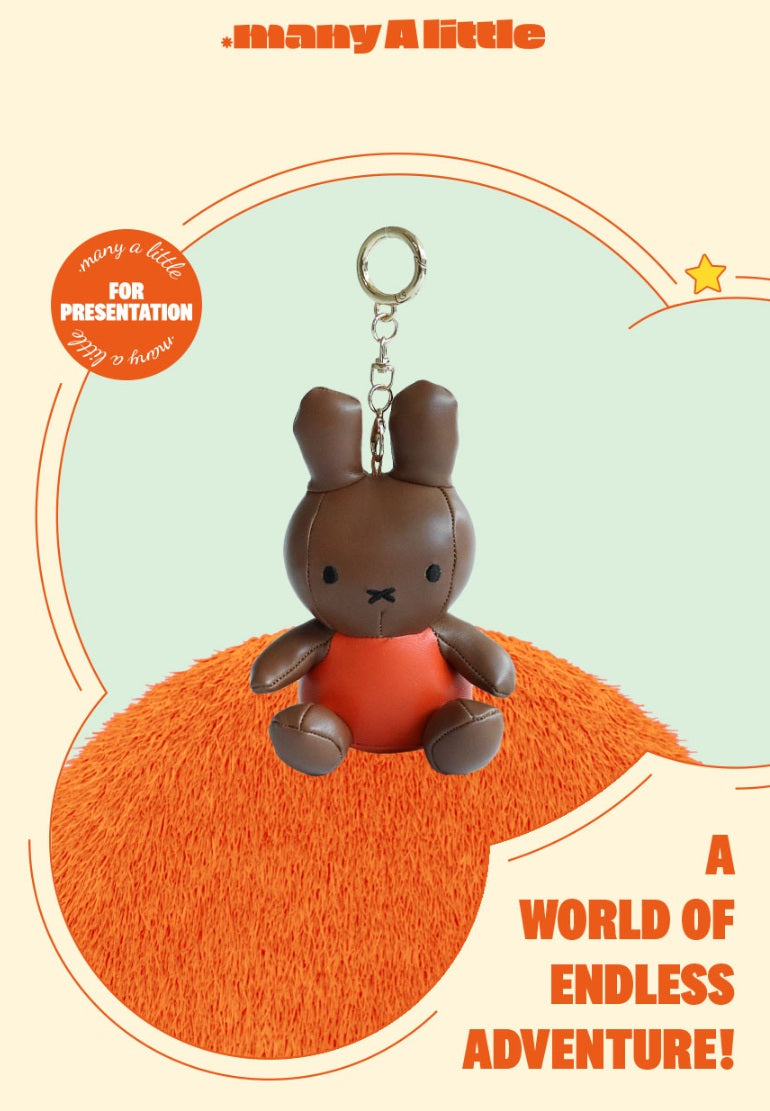 Miffy Brown Leather Plush Keychain Keyring (12cm) | Bag Pendant | Korean High-quality Keychain