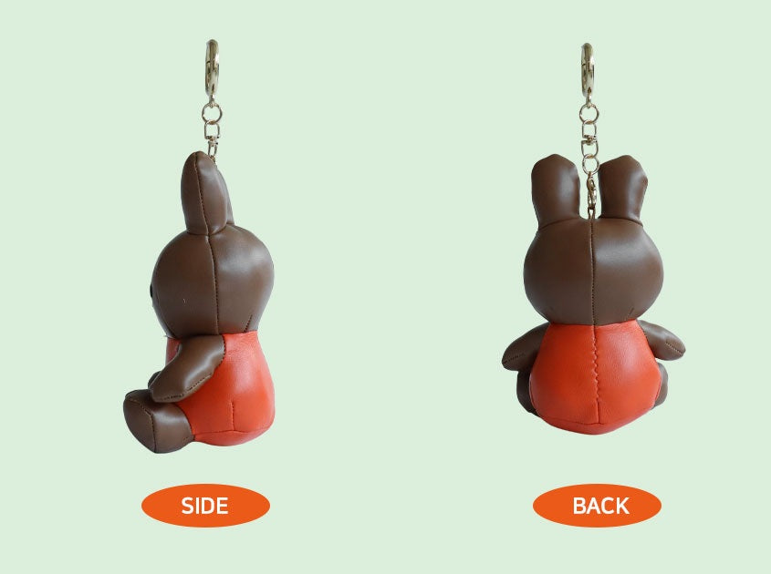 Miffy Brown Leather Plush Keychain Keyring (12cm) | Bag Pendant | Korean High-quality Keychain